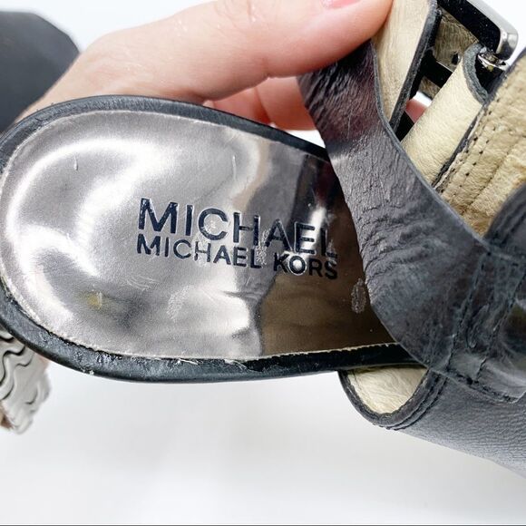 Michael Kors Black Open Toe Stiletto Bootie w/Chain Detail 8.5 - Picture 7 of 15